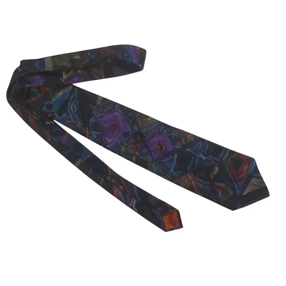 Vintage 90s Giovanni Sciarpa Tie Abstract Retro Funky Hipster Work Office Career
